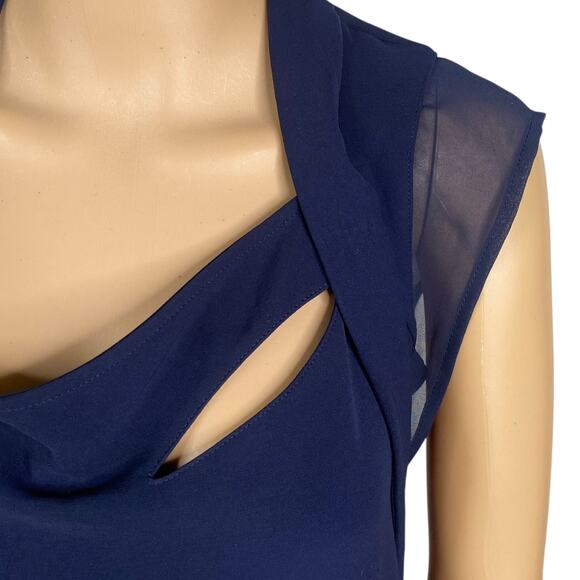 The Kooples Navy Blue Cut Out Cap Sleeve Sheath Mini Dress SZ S - Picture 3 of 12